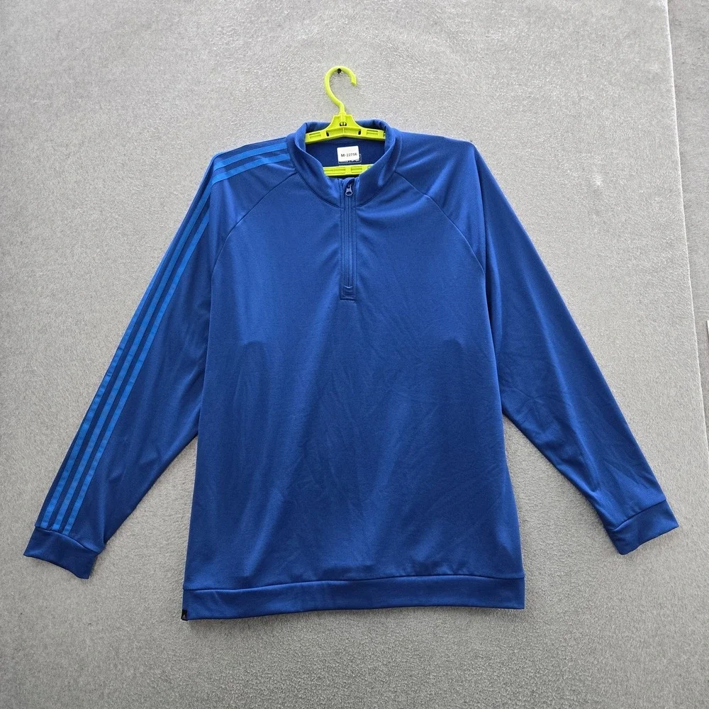 Adidas Men Activewear Top 2XL Blue Quarter Zip Long Sleeve‎